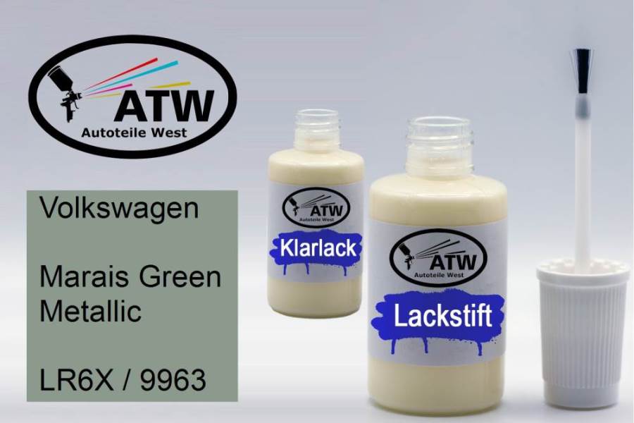 Volkswagen, Marais Green Metallic, LR6X / 9963: 20ml Lackstift + 20ml Klarlack - Set, von ATW Autoteile West.